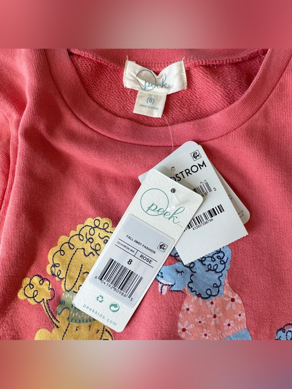 Peek Rose Pink Pup Friends long Sleeve Graphic French Terry Sweatshirt Dress 8 - Picture 6 of 8